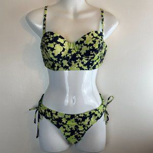 Neon Green Floral Bikini by 2Chillies Australian Swimwear Size 4/6